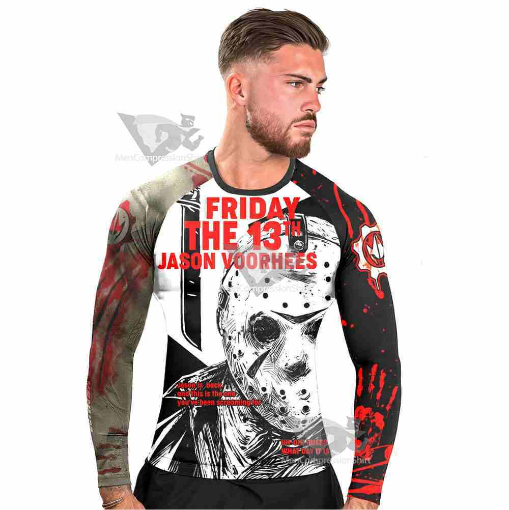 Jason Voorhees Is Back Mens Long Sleeve Rash Guard