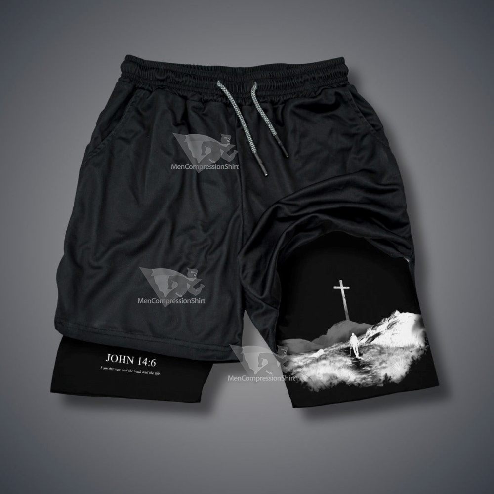 John 14 6 Cross Performance Shorts-MensCompressionShirt