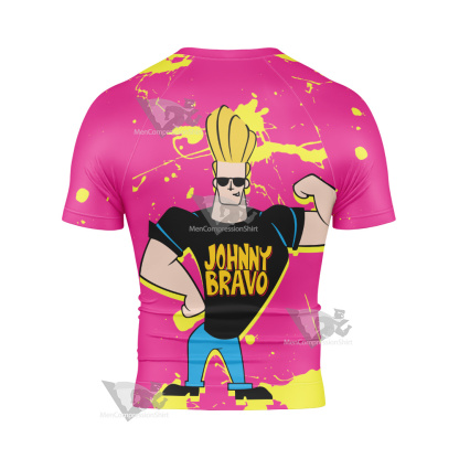 Johnny Bravo Pink Short Sleeve Compression Shirt