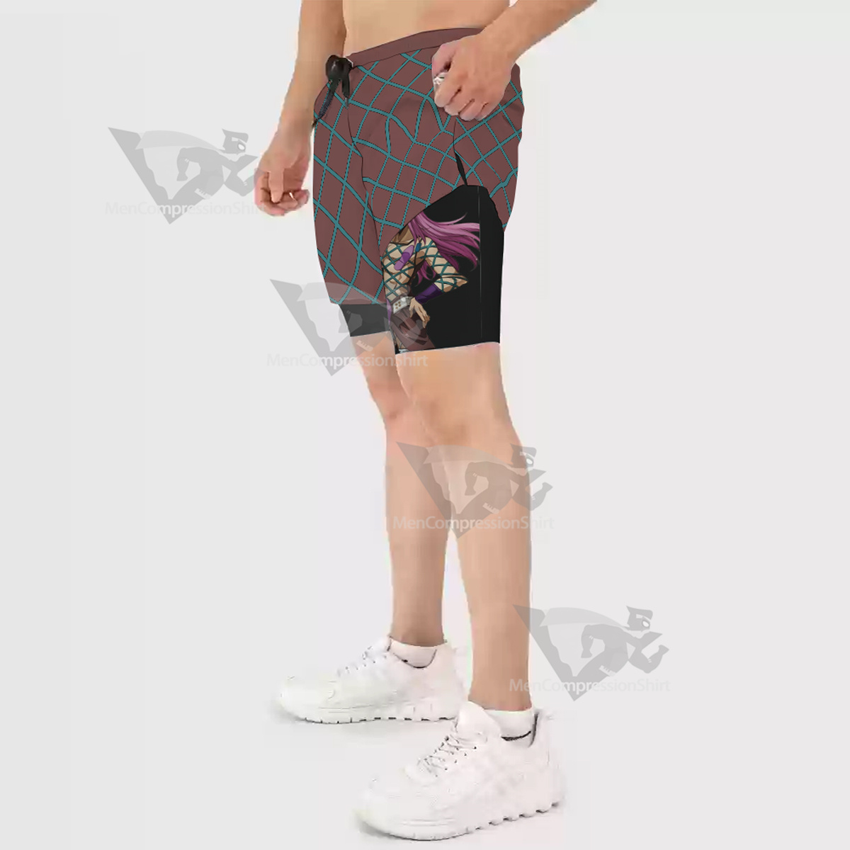 Jojos Bizarre Adventure Anasui Narciso Brown Men Compression Gym Short