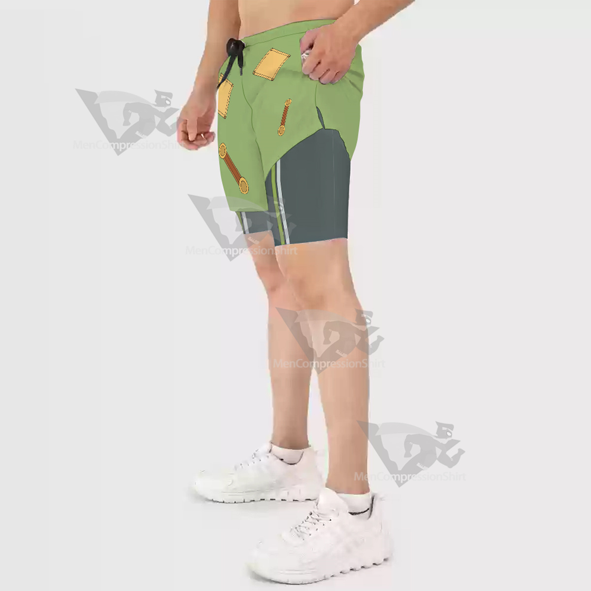 Jojos Bizarre Adventure Costello Ermes Green Men Compression Gym Short