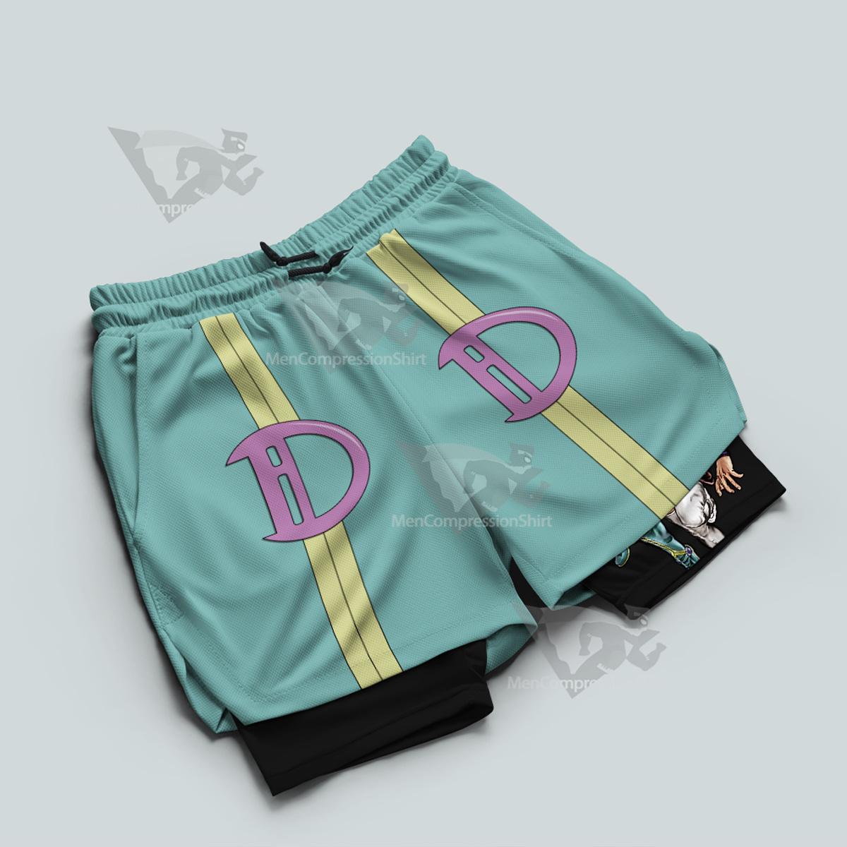 Jojos Bizarre Adventure Diver Down Green Men Compression Gym Short