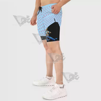 Jojos Bizarre Adventure Johnny Joestar Blue Men Compression Gym Short