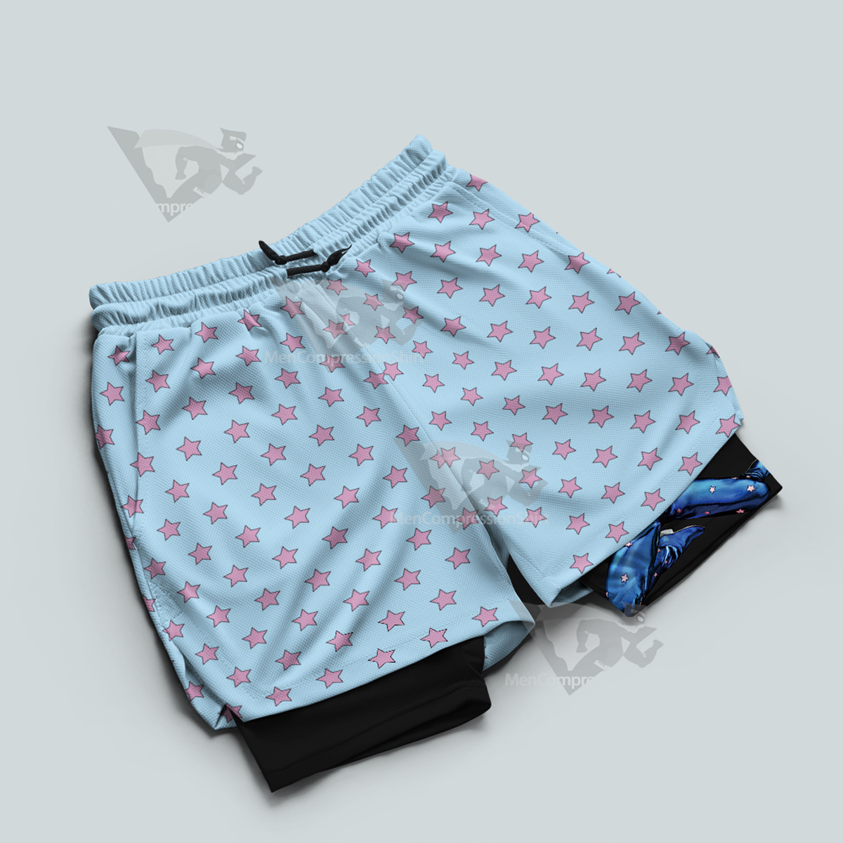 Jojos Bizarre Adventure Johnny Joestar Blue Men Compression Gym Short