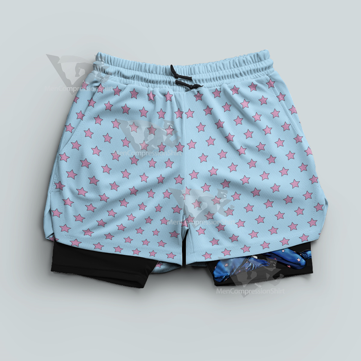Jojos Bizarre Adventure Johnny Joestar Blue Men Compression Gym Short