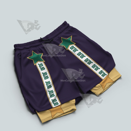 Jojos Bizarre Adventure Kuujou Joutarou Purple Men Compression Gym Short