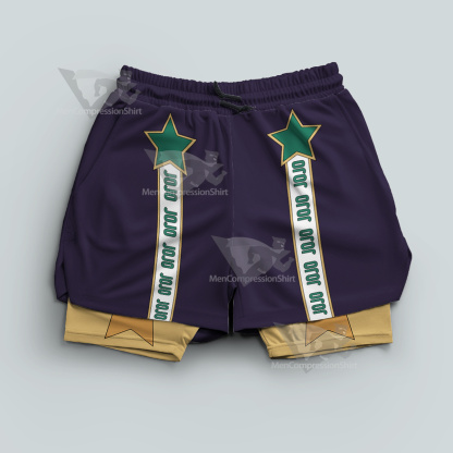 Jojos Bizarre Adventure Kuujou Joutarou Purple Men Compression Gym Short