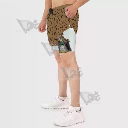 Jojos Bizarre Adventure Kuujou Joutarou Yellow Men Compression Gym Short
