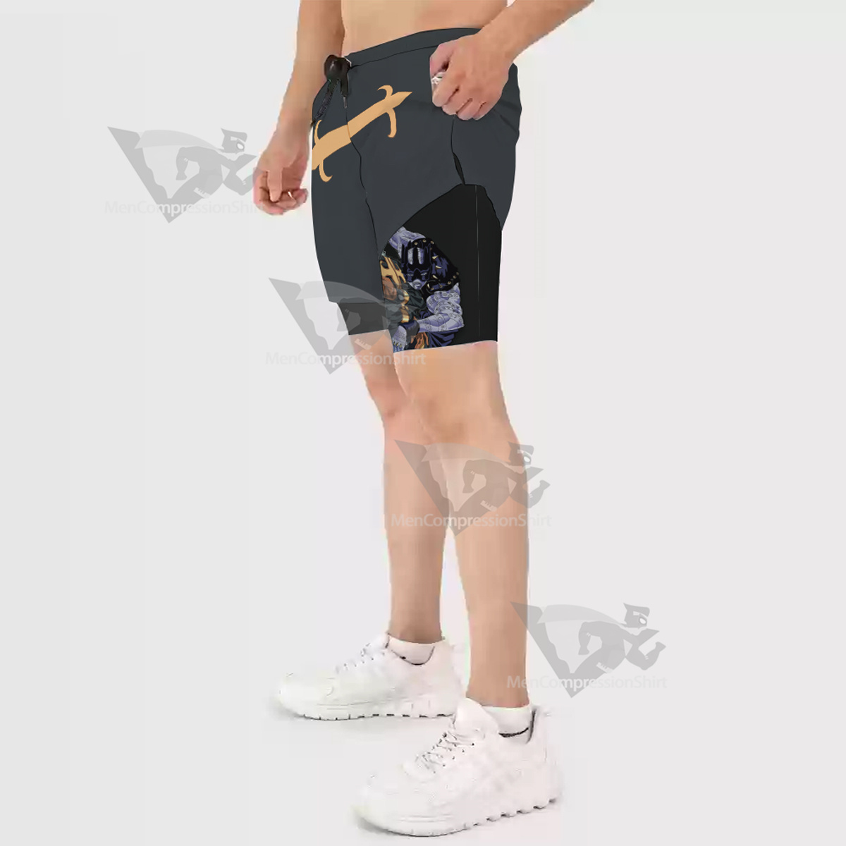 Jojos Bizarre Adventure Pucci Enrico Grey Men Compression Gym Short