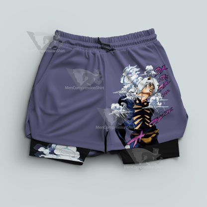 Jojos Bizarre Adventure Weather Report Purple Men Compression Gym Short