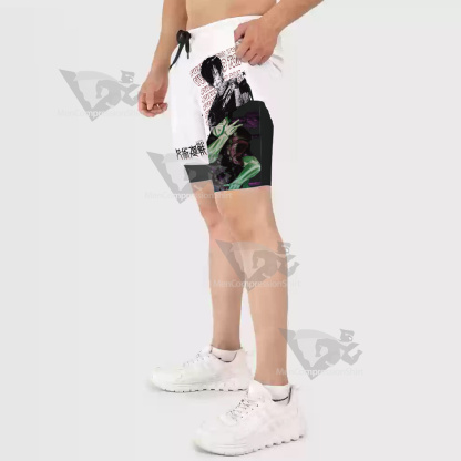 Jujutsu Kaisen Fushiguro Touji White Men Compression Gym Short