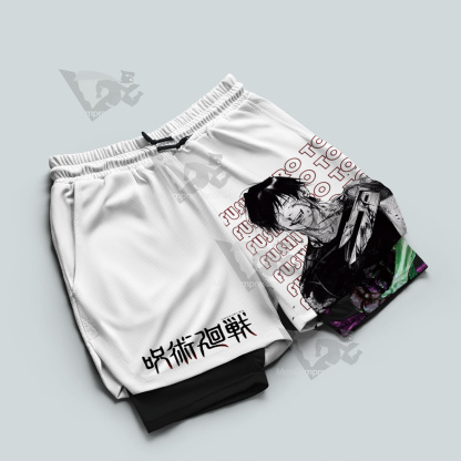 Jujutsu Kaisen Fushiguro Touji White Men Compression Gym Short