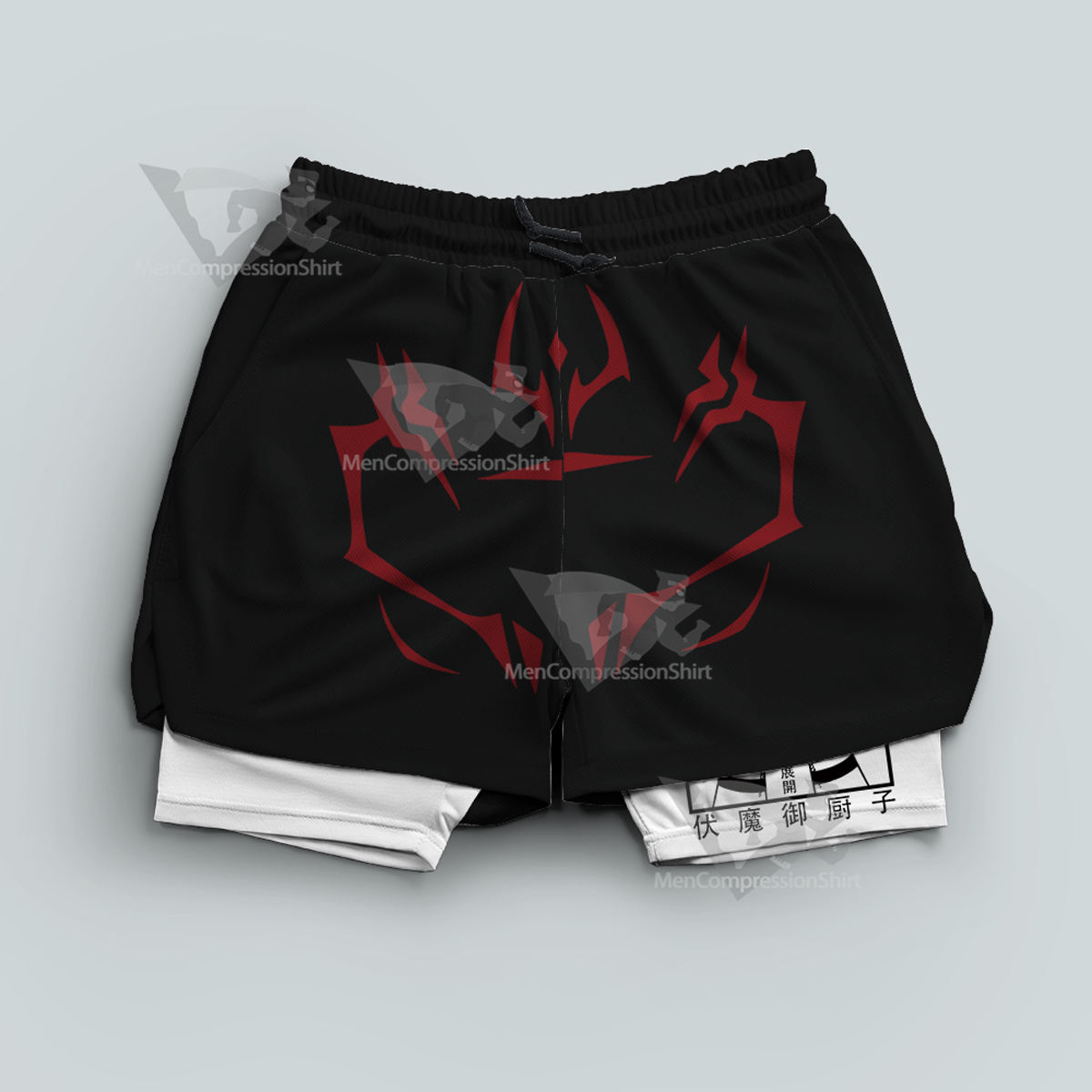 Jujutsu Kaisen Sukuna Black Men Compression Gym Short