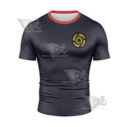 Jujutsu Kaisen Yuji Itadori Blue Red Short Sleeve Compression Shirt