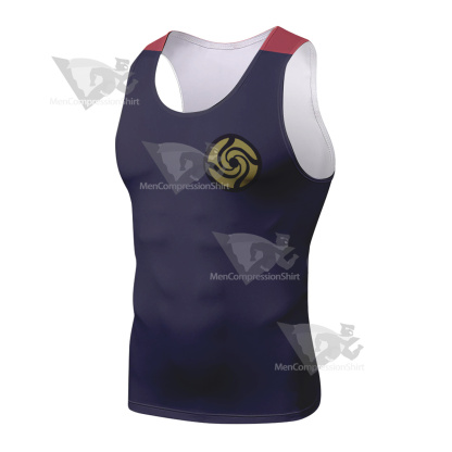 Jujutsu Kaisen Yuji Itadori Blue Red Sleeveless Compression Shirt