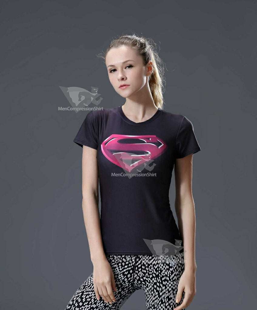 Kara Short Sleeve Black Compression Shirt For Women