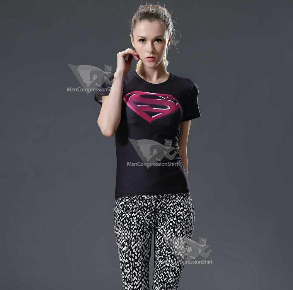 Kara Short Sleeve Black Compression Shirt For Women