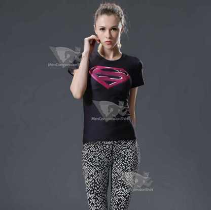 Kara Short Sleeve Black Compression Shirt For Women