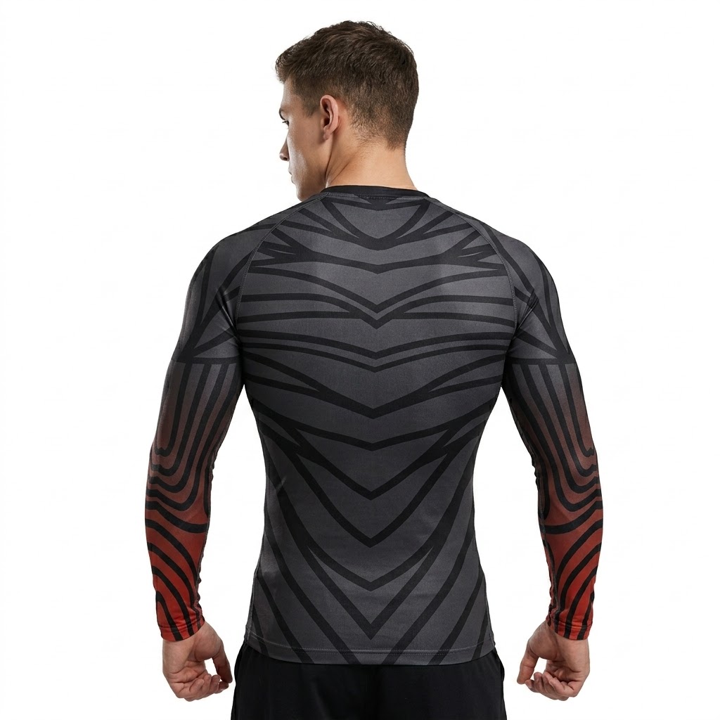 Kingdom Hearts Riku Dark Mode Blue Red Long Sleeve Compression Shirt