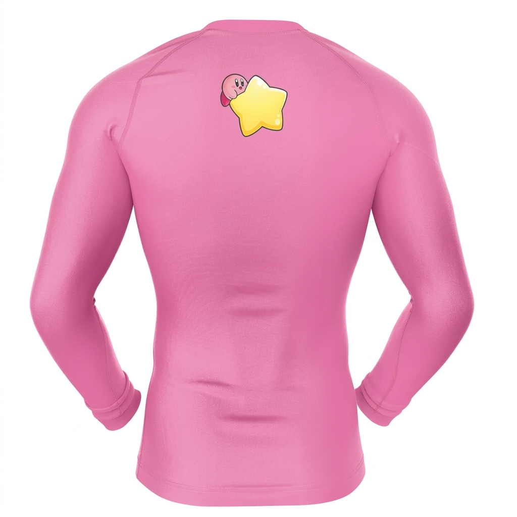 Kirby’s Face Kirby’s Adventure Pink Blue Long Sleeve Compression Shirt