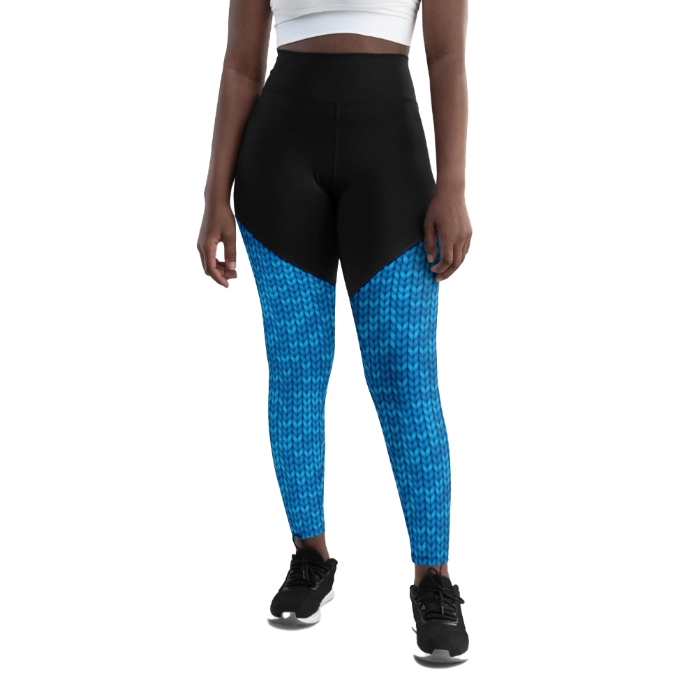 Knitted Print Pattern Women Compression Legging
