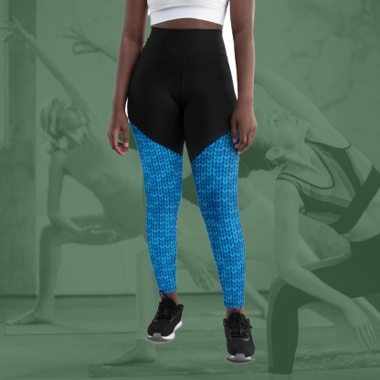 Knitted Print Pattern Women Compression Legging