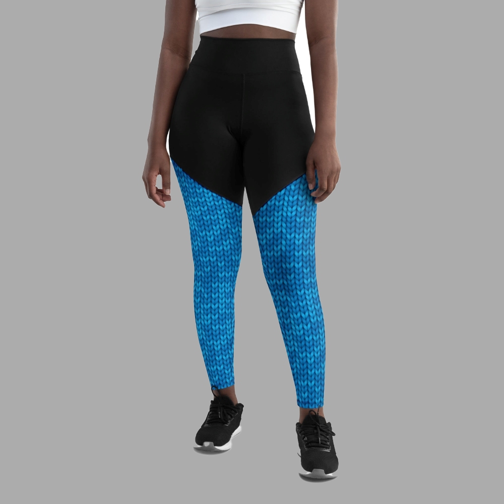 Knitted Print Pattern Women Compression Legging