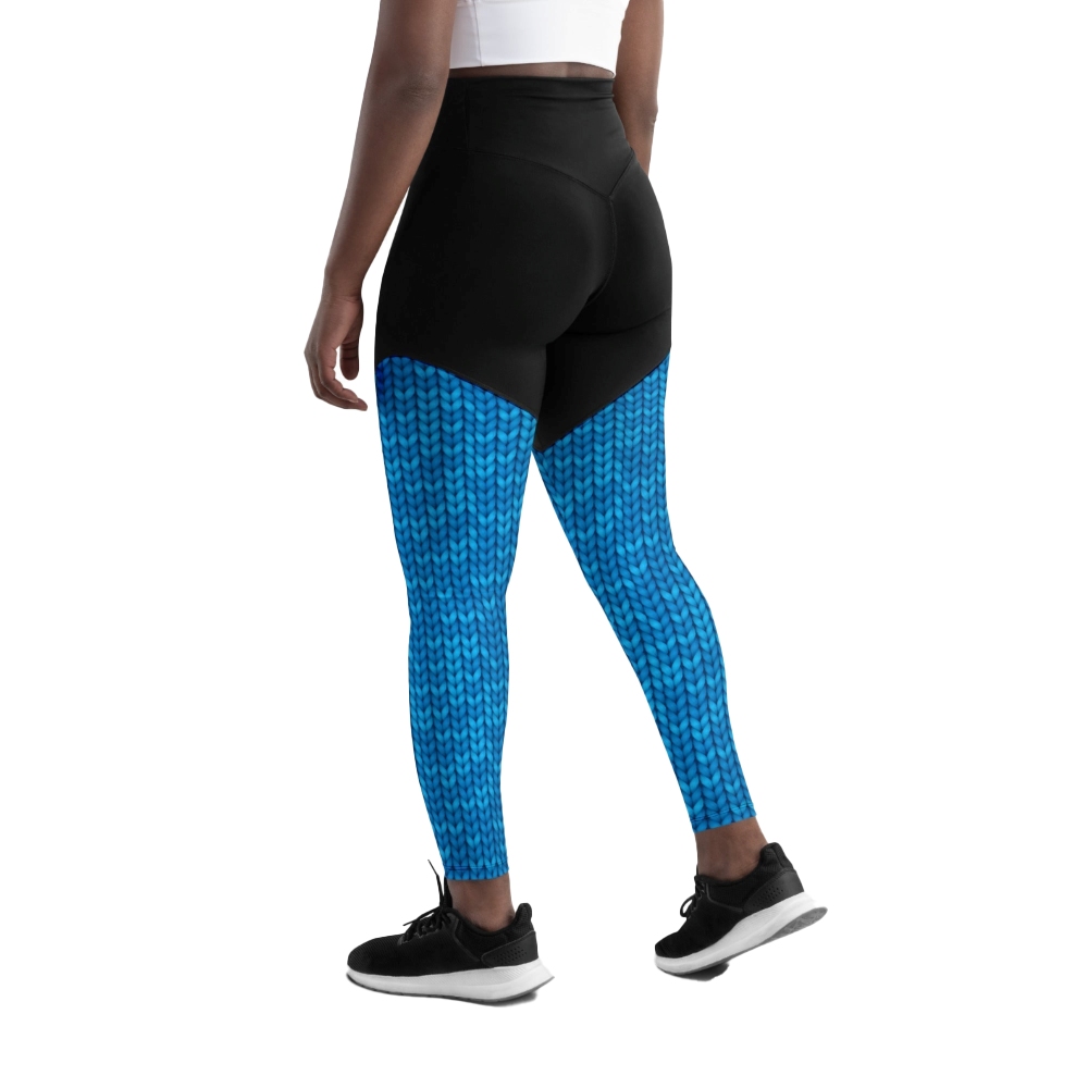 Knitted Print Pattern Women Compression Legging
