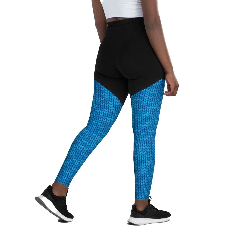 Knitted Print Pattern Women Compression Legging