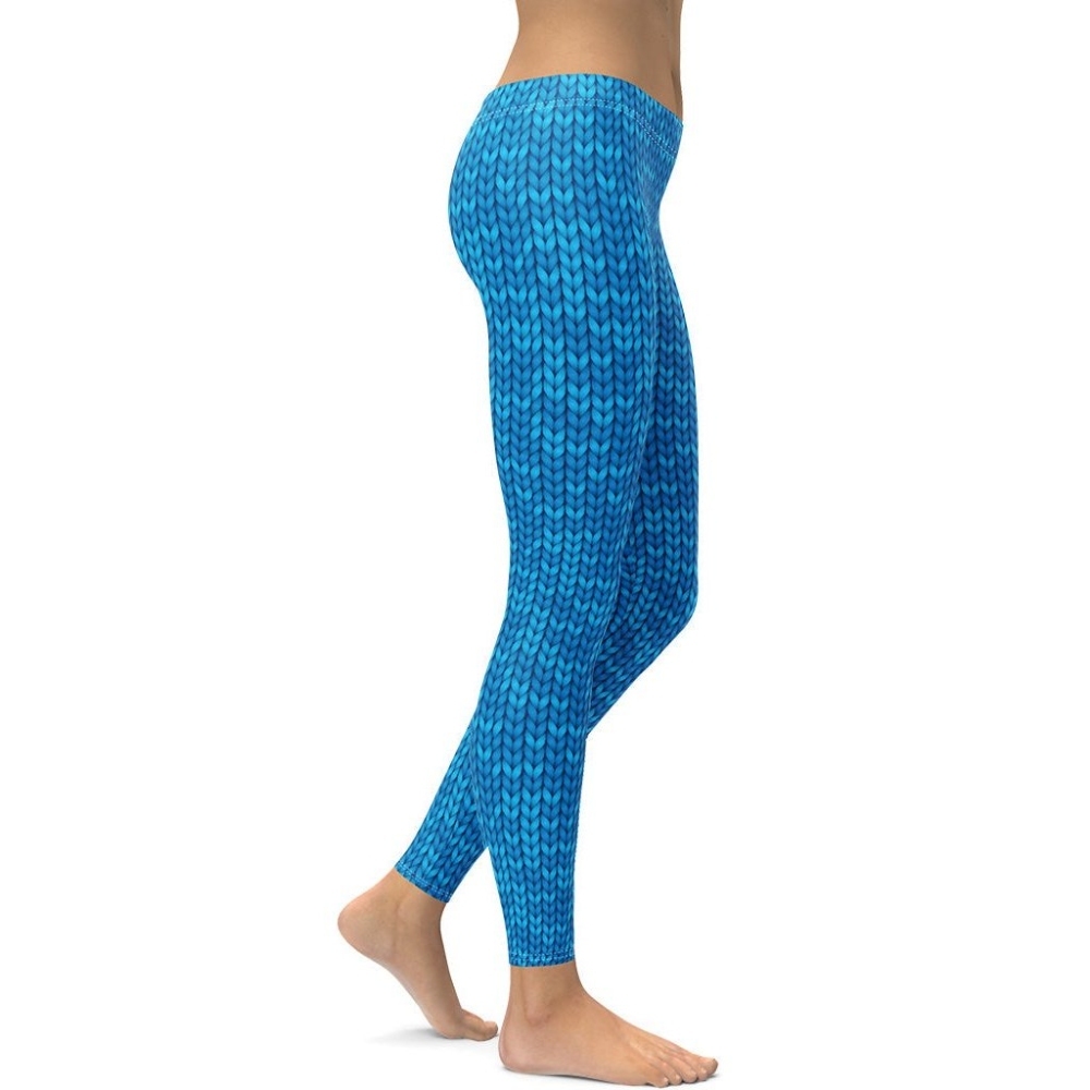 Knitted Print Pattern Women Compression Legging