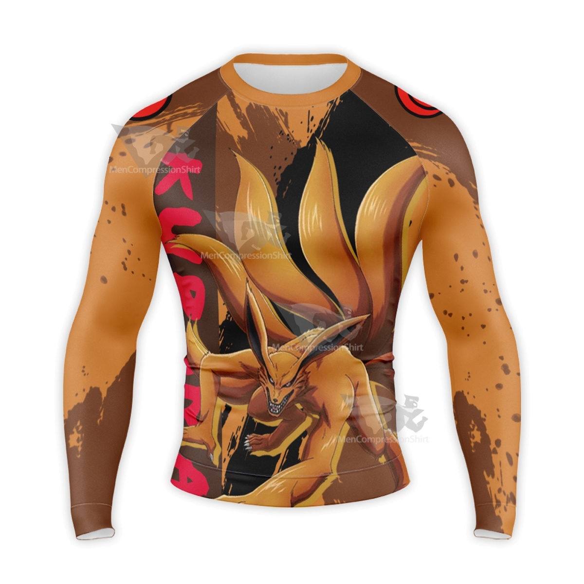 Kurama Nine Tailed Fox Orange Long Sleeve Compression Shirt