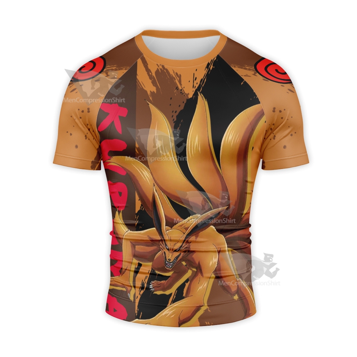 Kurama Nine Tailed Fox Orange Short Sleeve Compression Shirt