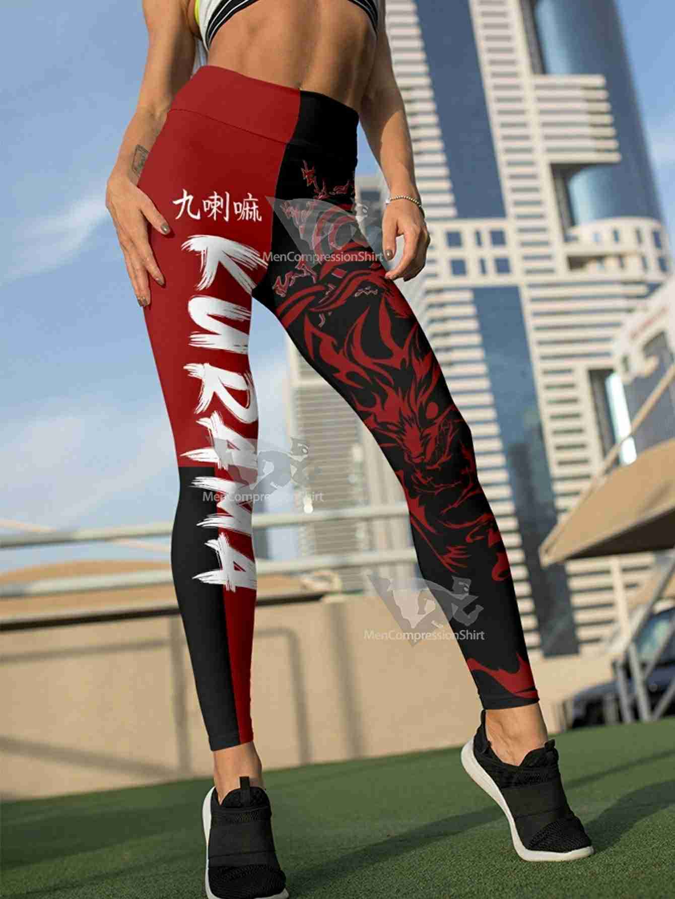 Kurama Red Fashion Women Compression Leggings