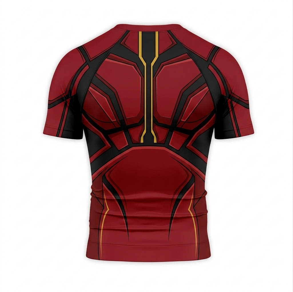Kurt Wagner X Men Nightcrawler Superhero Mecha Core Hexagonal Mesh Red And Black Short Sleeve Compression Shirt