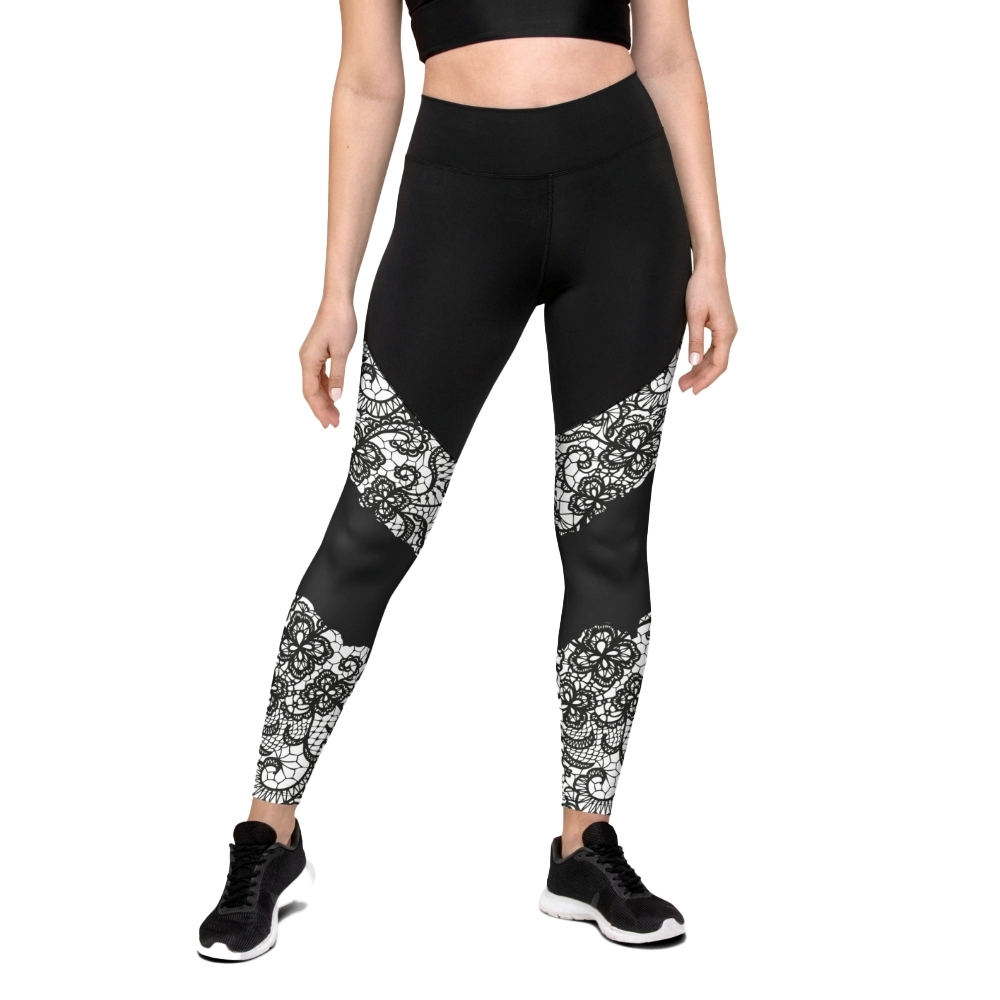 Lace Cut Out Women Compression Legging