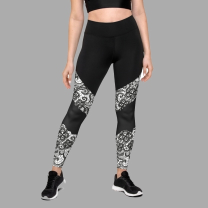 Lace Cut Out Women Compression Legging