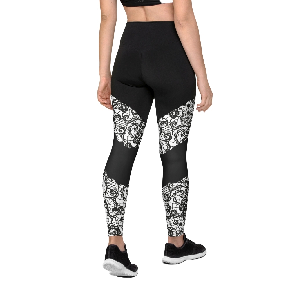Lace Cut Out Women Compression Legging