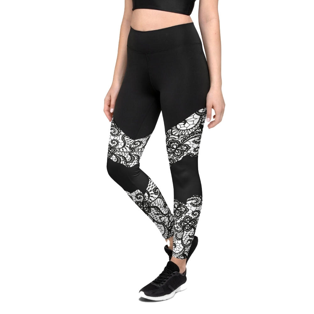 Lace Cut Out Women Compression Legging