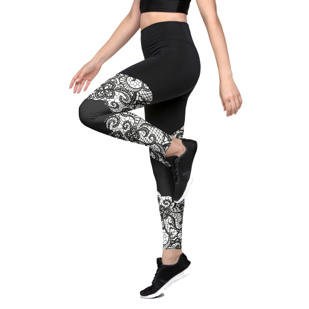 Lace Cut Out Women Compression Legging