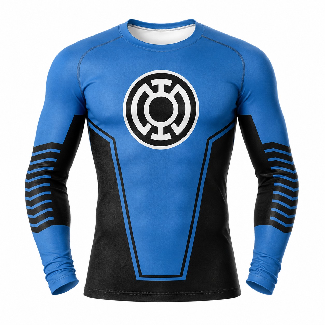 Lantern Blue Black Long Sleeve Compression Shirt
