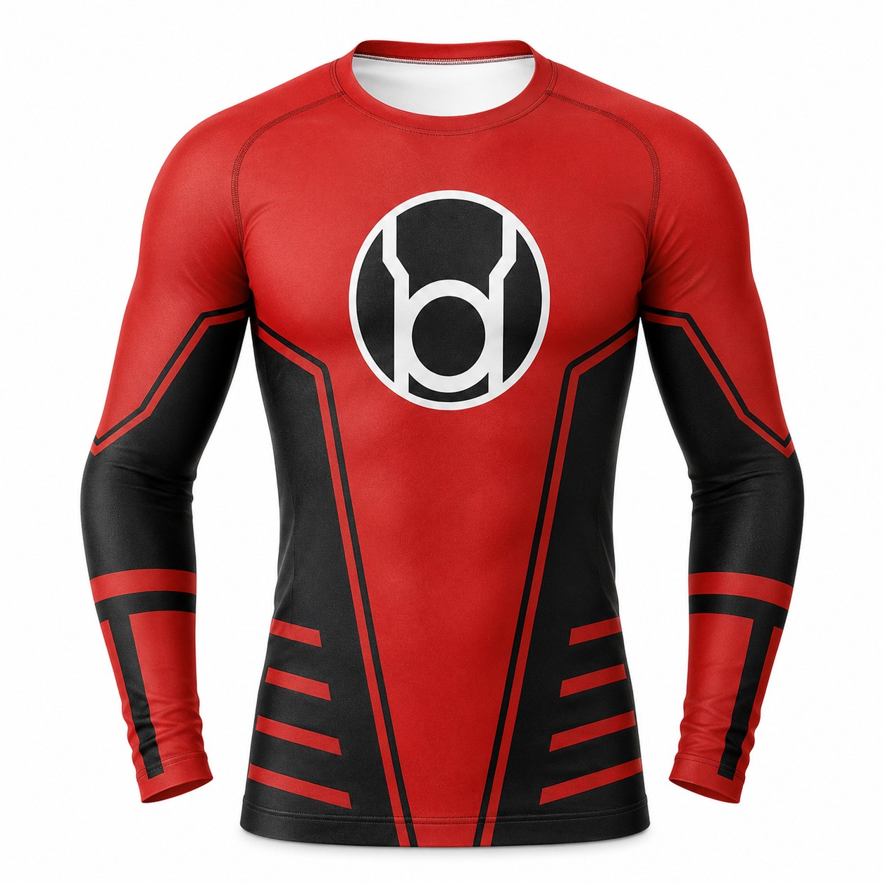 Lantern Red Black Long Sleeve Compression Shirt