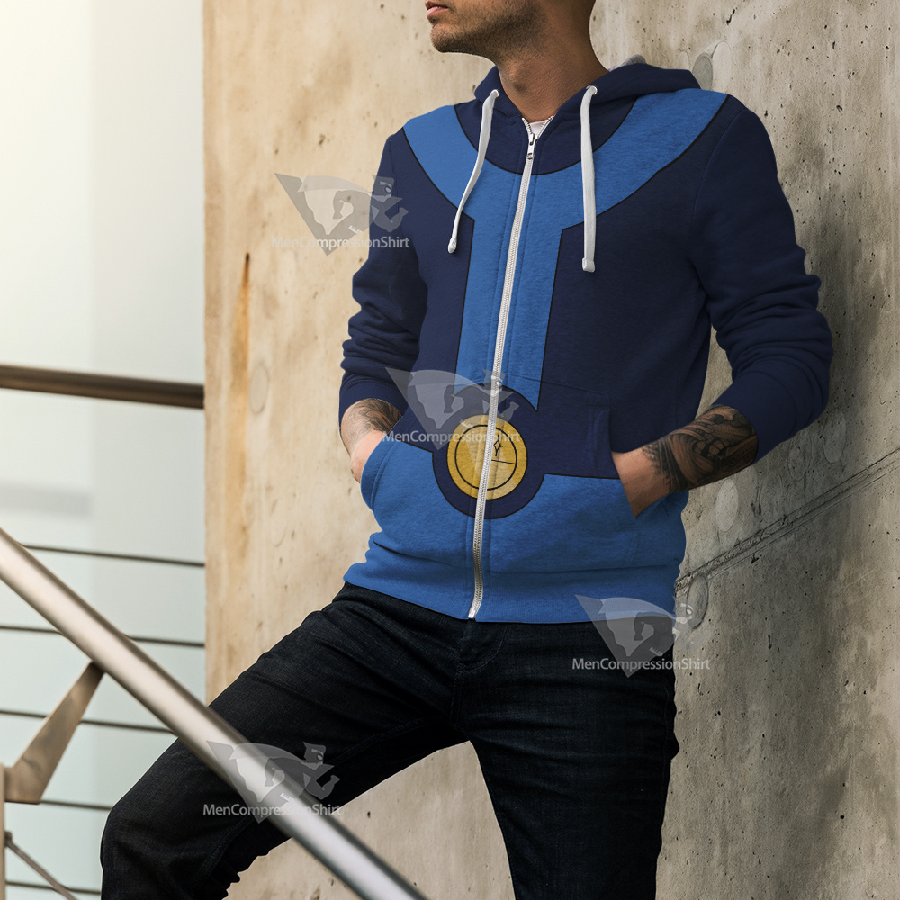 Legion Of Super Heroes Bouncing Boy Blue Cosplay Zip Up Hoodie