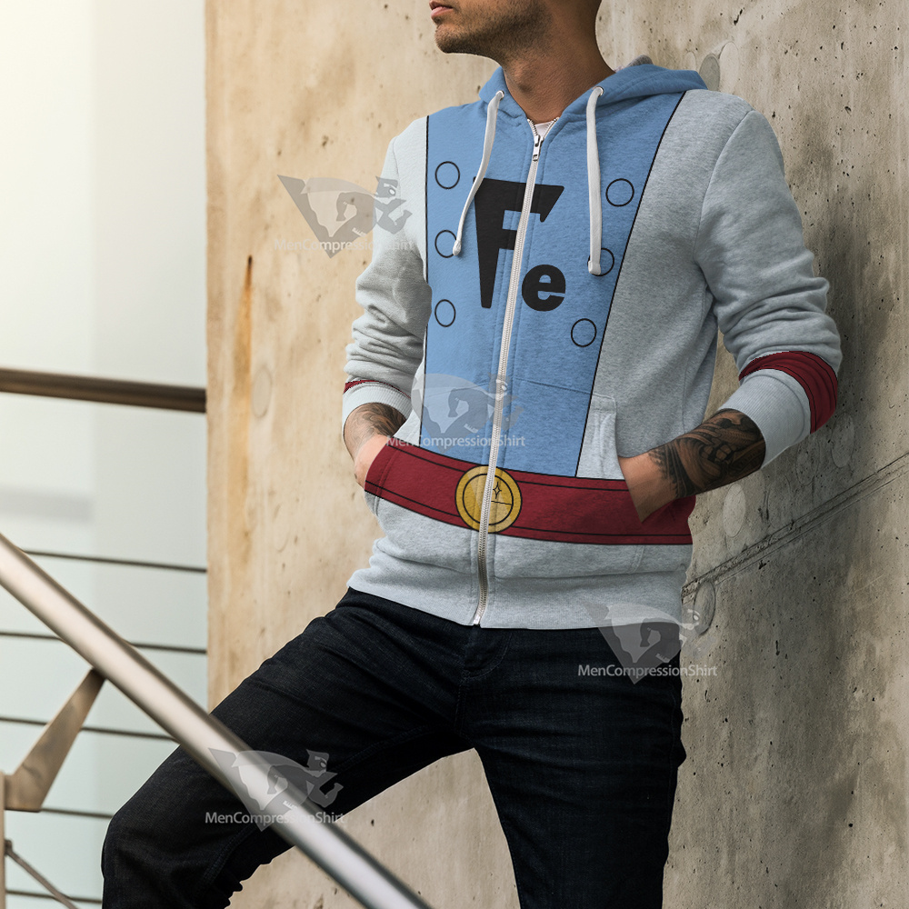 Legion Of Super Heroes Ferro Lad Blue Cosplay Zip Up Hoodie