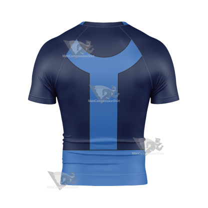 Legion Of Superheroes Bouncing Boy Blue Short Sleeve Compression Shirt