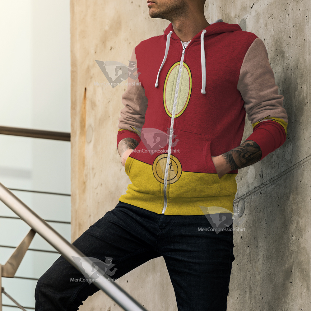 Legion Of Superheroes Sun Boy Back Red Cosplay Zip Up Hoodie