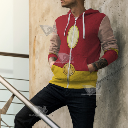 Legion Of Superheroes Sun Boy Back Red Cosplay Zip Up Hoodie