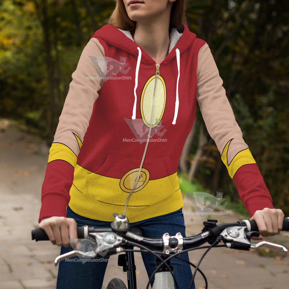 Legion Of Superheroes Sun Boy Back Red Cosplay Zip Up Hoodie