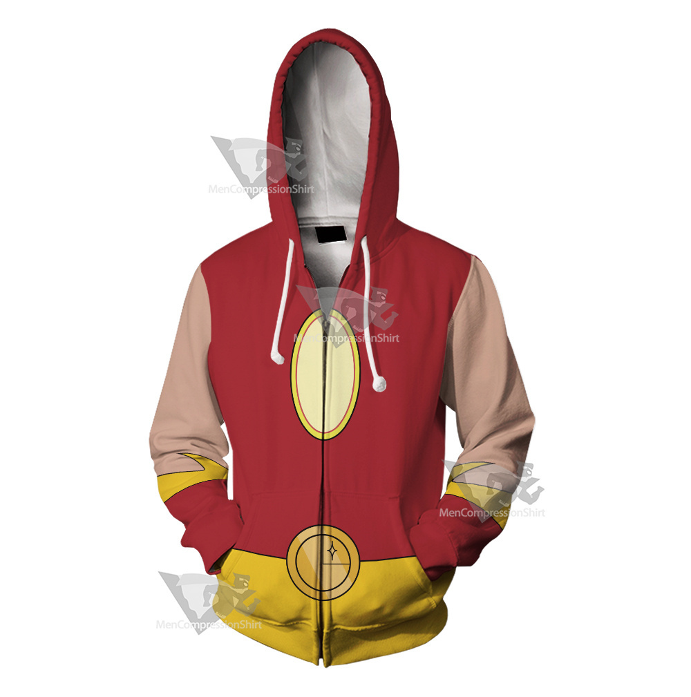 Legion Of Superheroes Sun Boy Back Red Cosplay Zip Up Hoodie