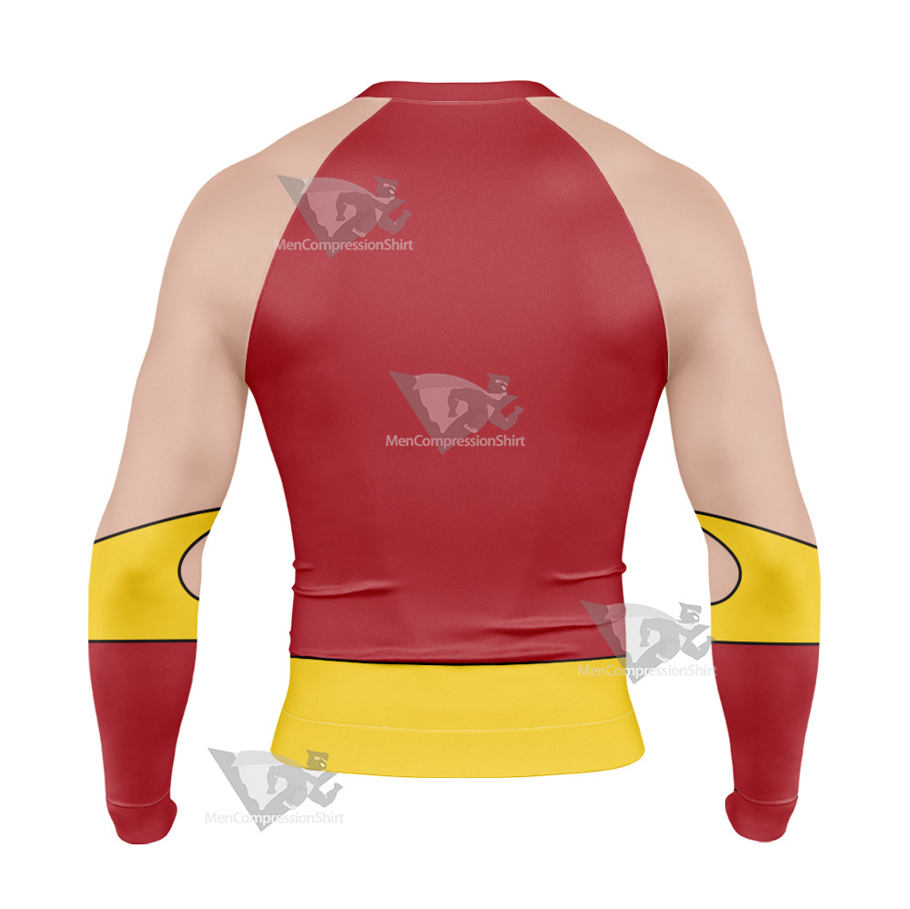 Legion Of Superheroes Sun Boy Back Red Long Sleeve Compression Shirt