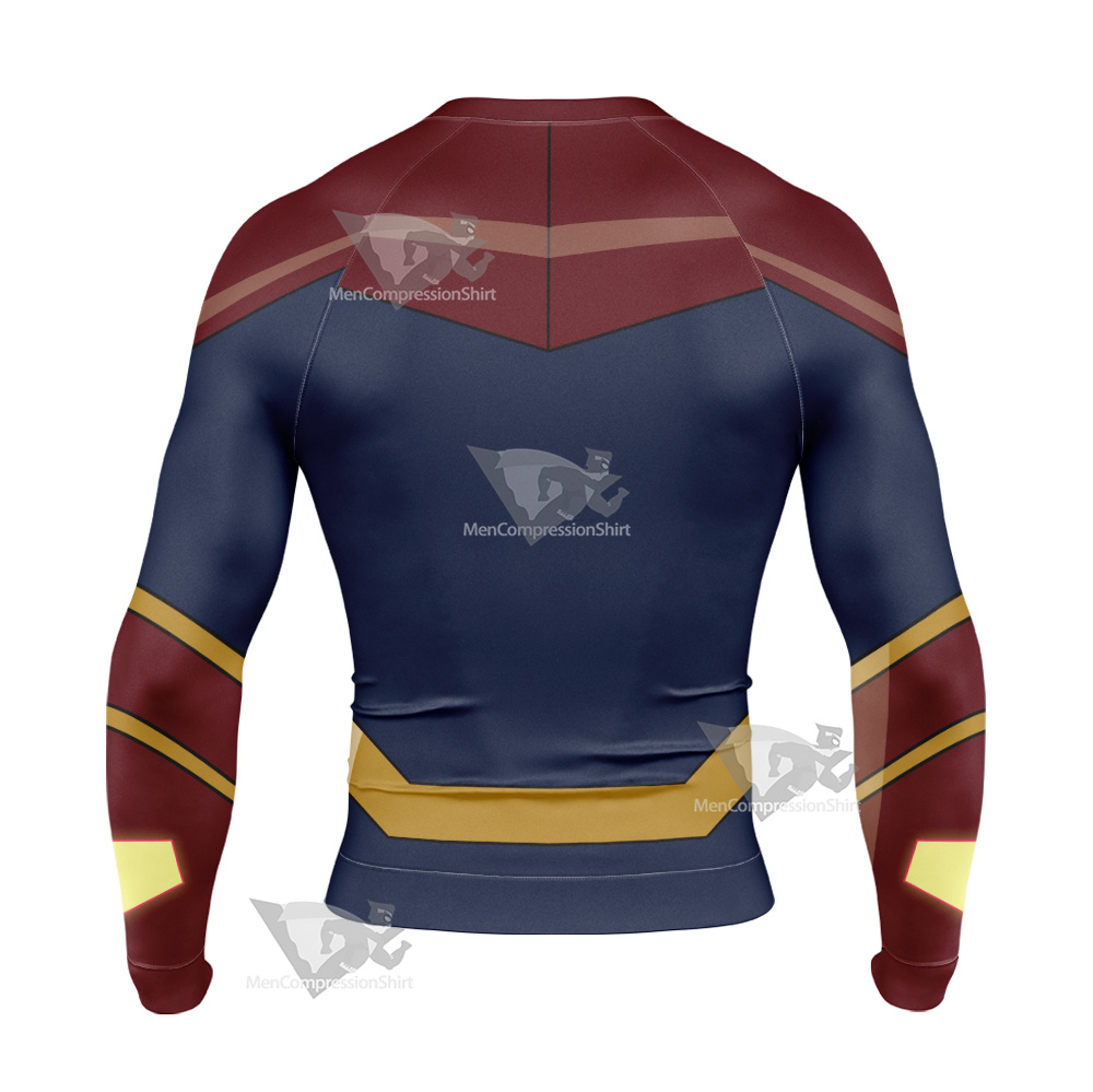 Legion Of Superheroes Superman X Red Long Sleeve Compression Shirt
